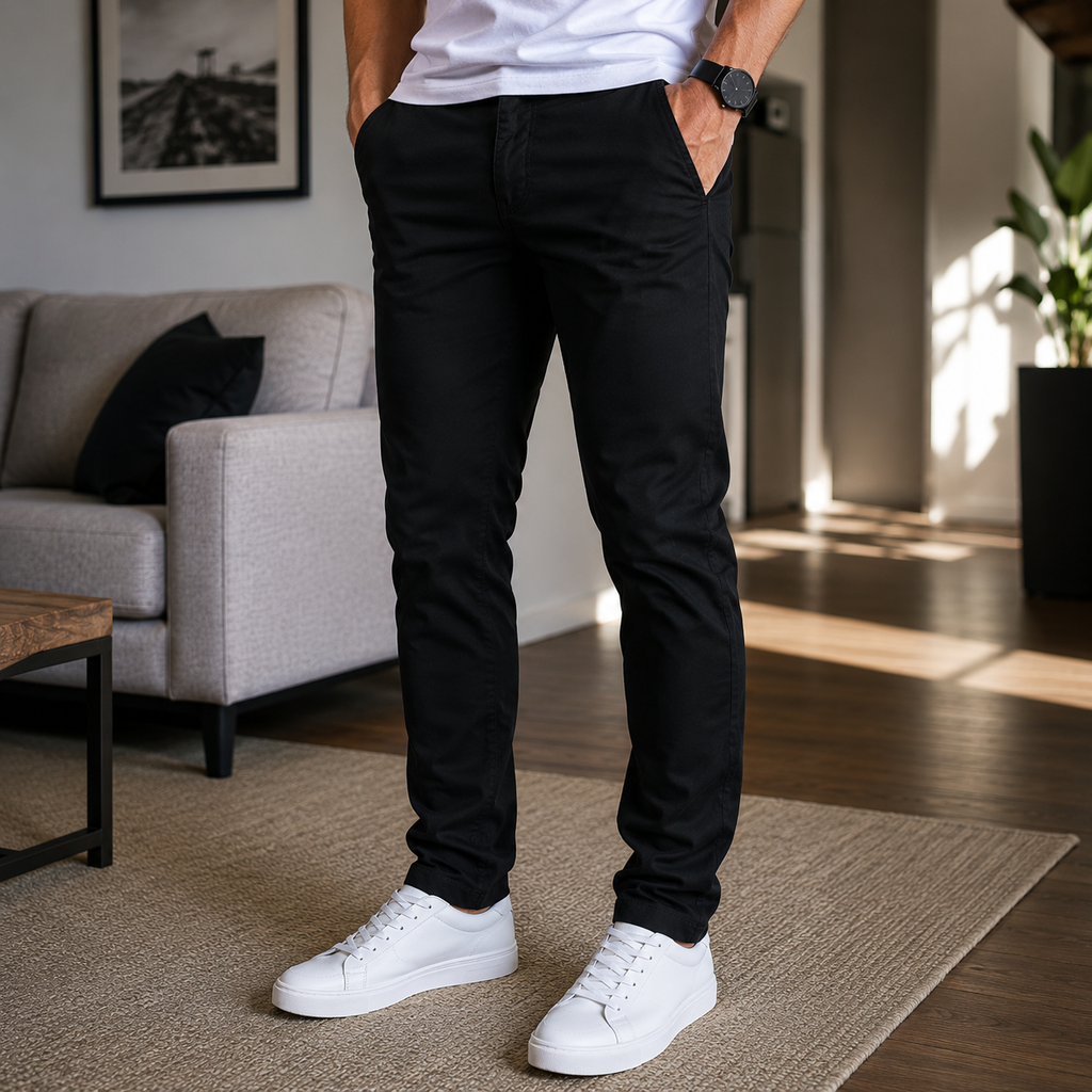 [Leve 3 e Pague 2] Calça Chino Masculina Falcon em Sarja de Algodão com Elastano | Conforto e Elegância
