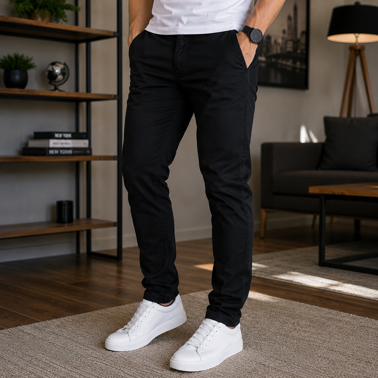 [Leve 3 e Pague 2] Calça Chino Masculina Falcon em Sarja de Algodão com Elastano | Conforto e Elegância