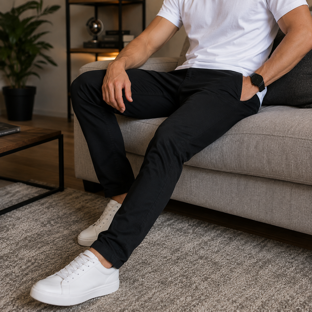 [Leve 3 e Pague 2] Calça Chino Masculina Falcon em Sarja de Algodão com Elastano | Conforto e Elegância