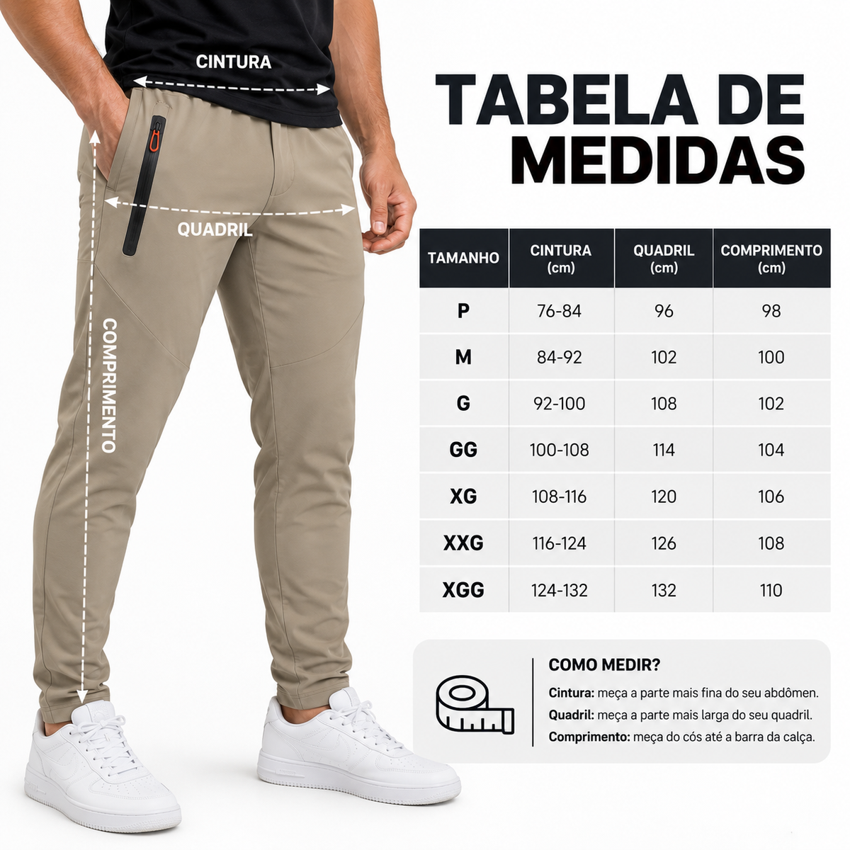 [Compre 2 Leve 3] Calça Masculina Tática Jogger | Conforto com Bolsos de Zíper e Ajuste na Cintura
