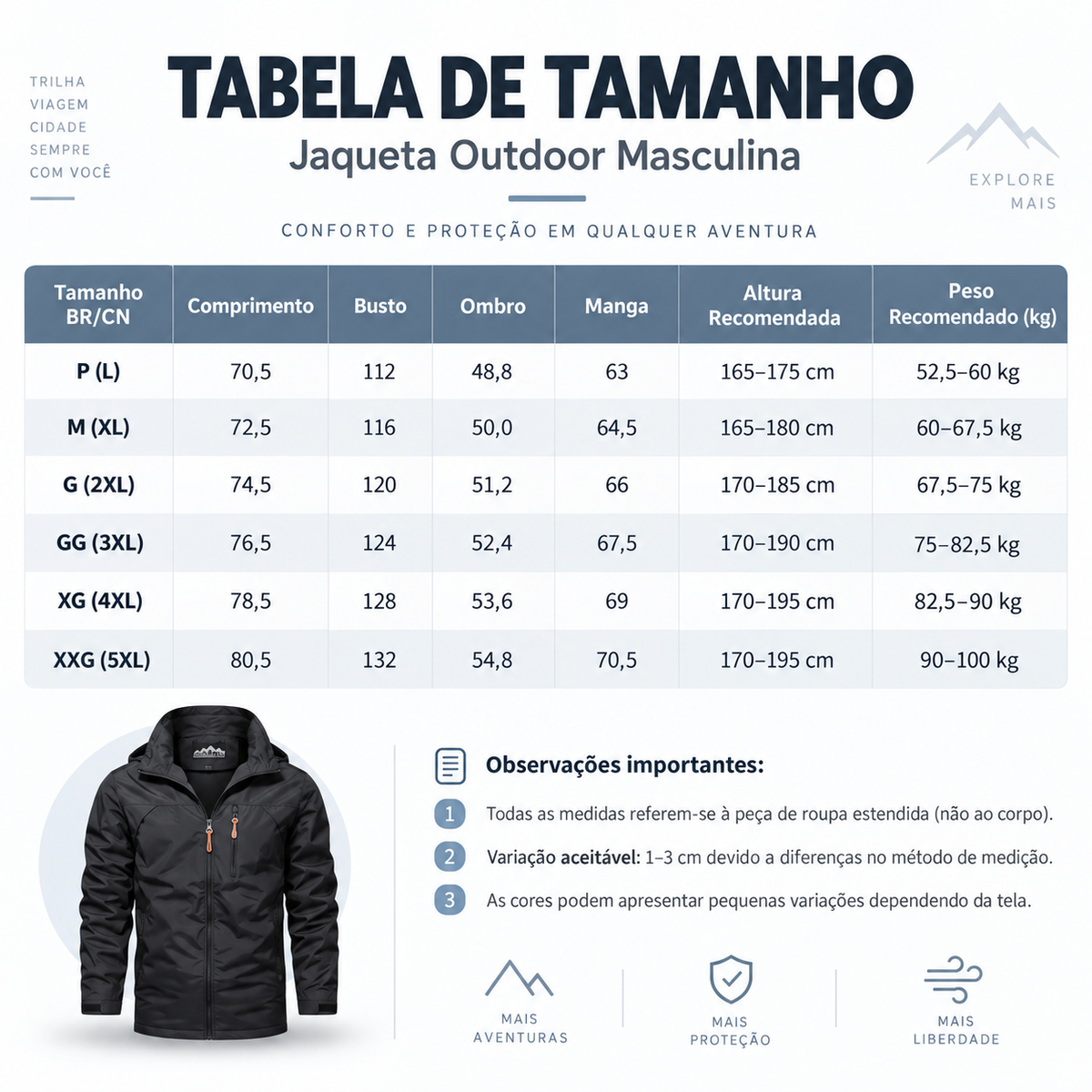 [Compre 1 Leve 2] Jaqueta Masculina Outdoor Impermeável com Capuz – Conforto, Proteção e Estilo
