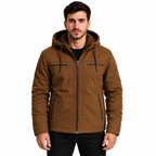 [Compre 1 Leve 2] Jaqueta Masculina de Sarja Forrada com Capuz Removível – Conforto, Estilo e Proteção