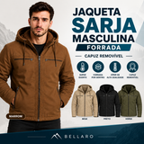 [Compre 1 Leve 2] Jaqueta Masculina de Sarja Forrada com Capuz Removível – Conforto, Estilo e Proteção