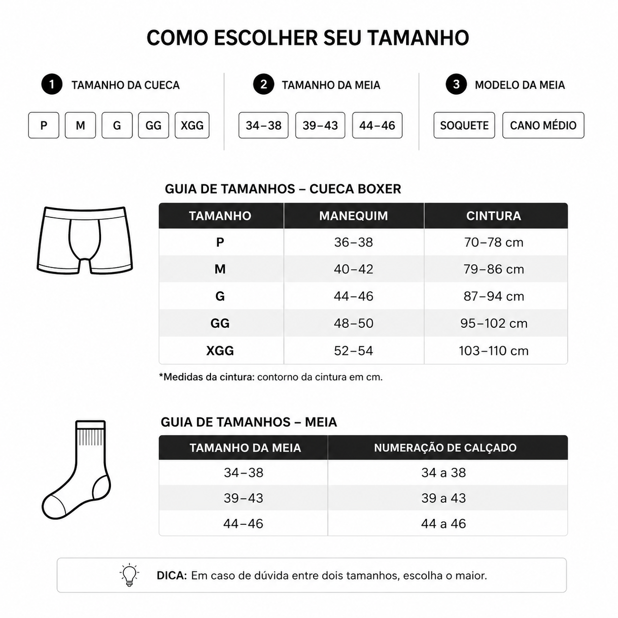 [Leve 10 e Pague 5] Kit Masculino Bellaro – 5 Cuecas Boxer Premium + 5 Pares de Meias