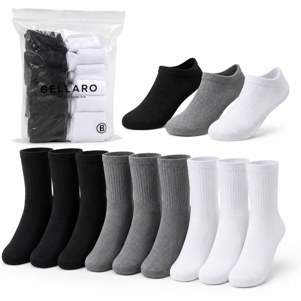 [Kit 10 Pares] Meias Masculinas Norven Premium | Soquete ou Cano Médio – Conforto e Durabilidade
