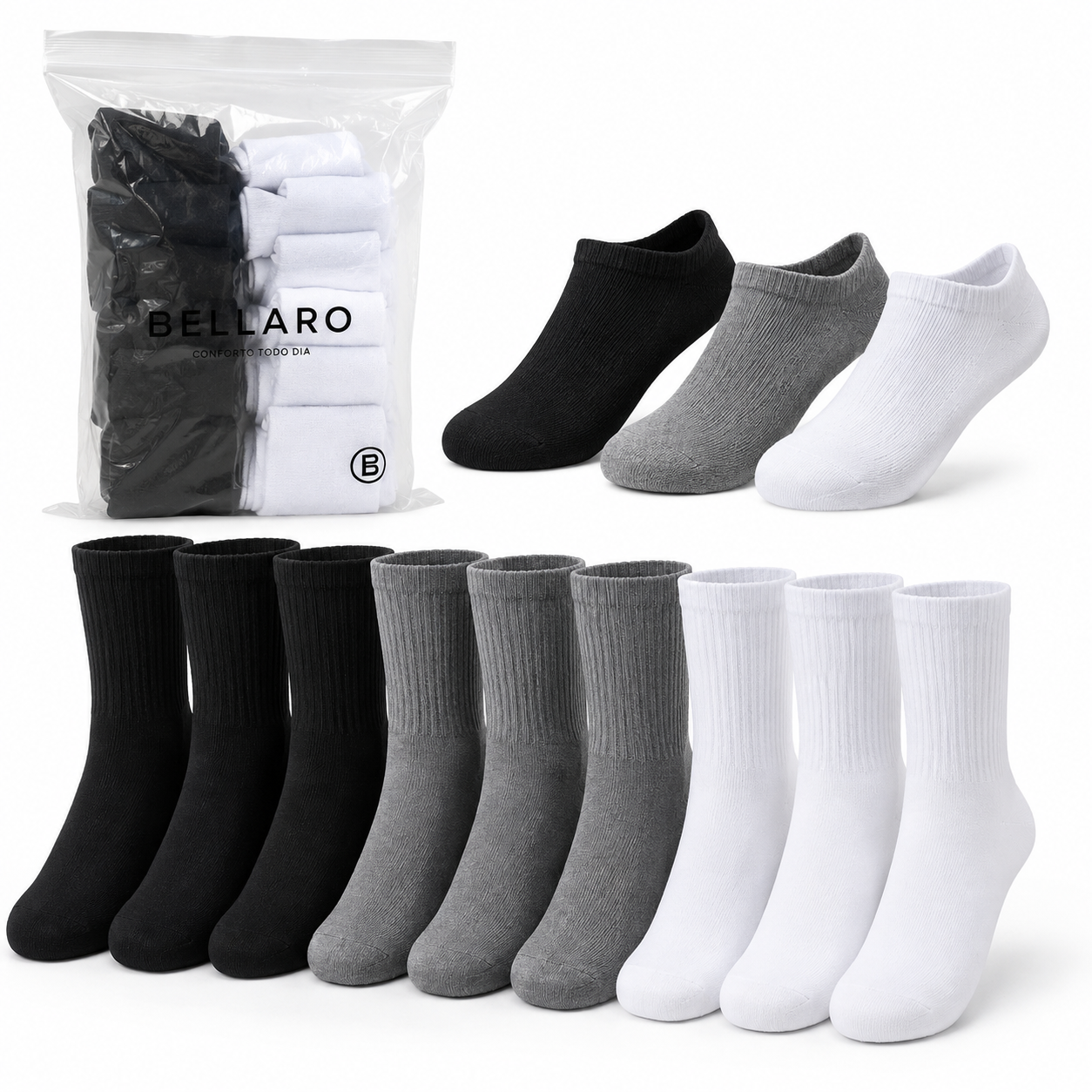 [Kit 10 Pares] Meias Masculinas Norven Premium | Soquete ou Cano Médio – Conforto e Durabilidade