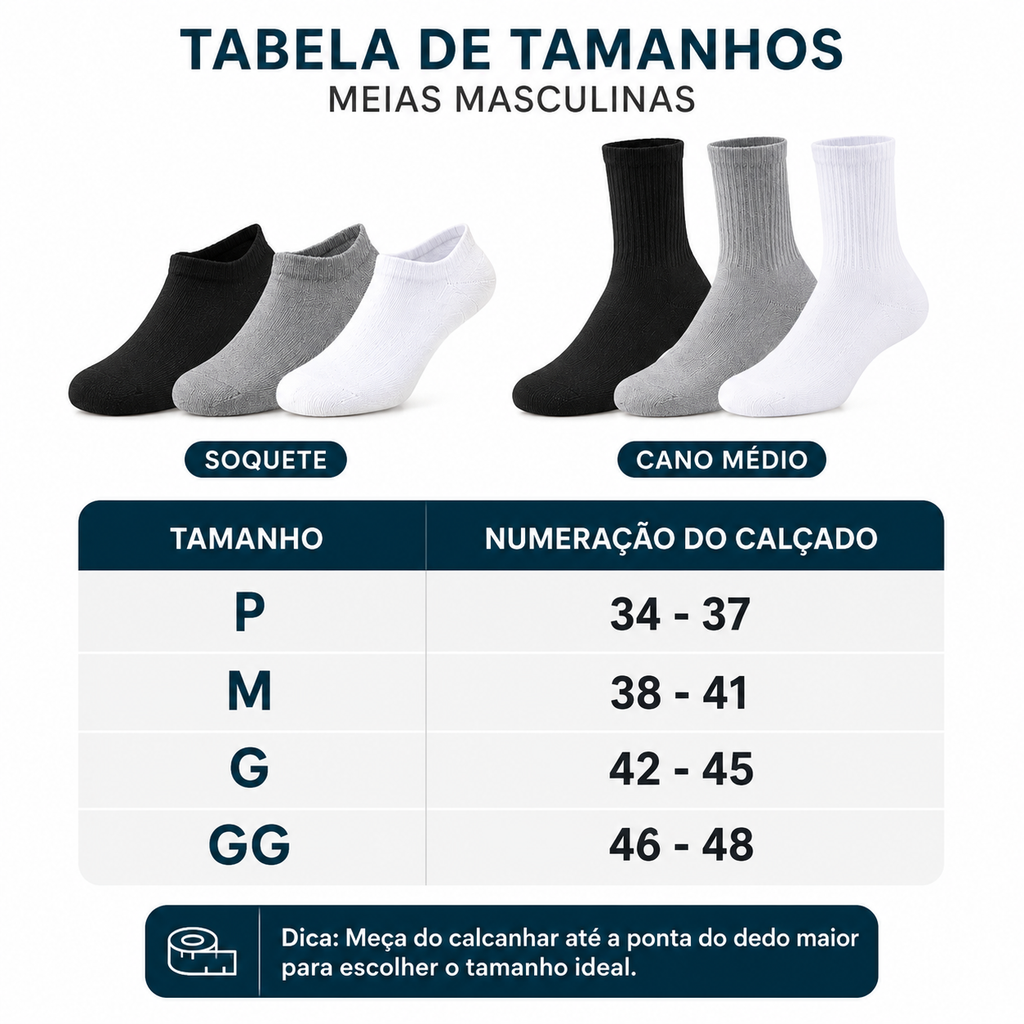 [Kit 10 Pares] Meias Masculinas Norven Premium | Soquete ou Cano Médio – Conforto e Durabilidade