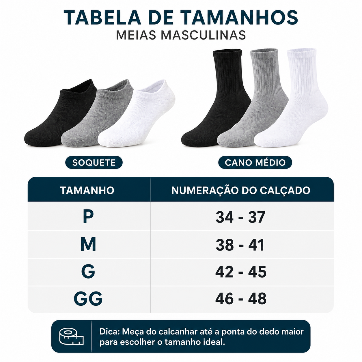[Kit 10 Pares] Meias Masculinas Norven Premium | Soquete ou Cano Médio – Conforto e Durabilidade