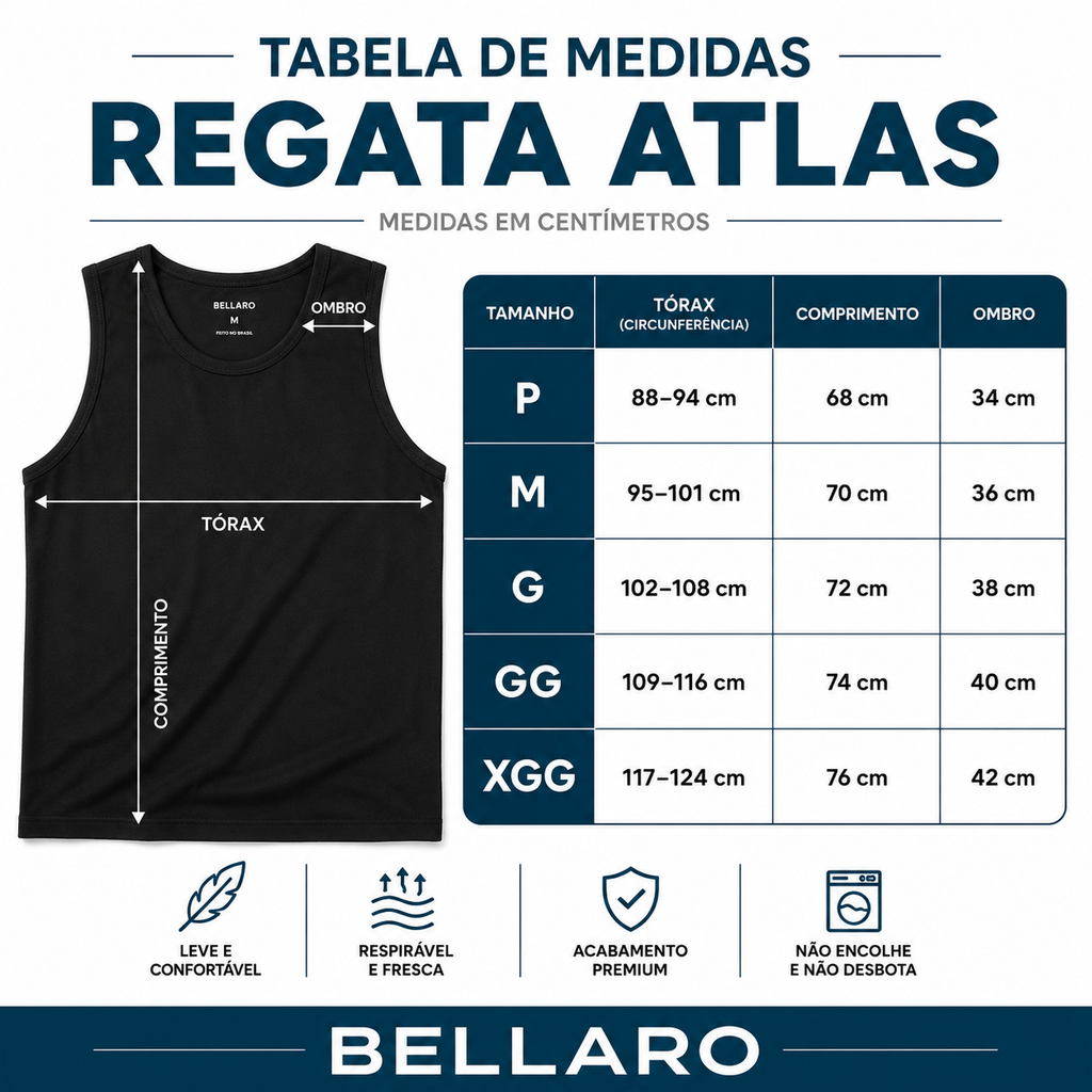 [Leve 5 e Pague 3] Regata Masculina Atlas Premium | Conforto, Leveza e Estilo para o Dia a Dia