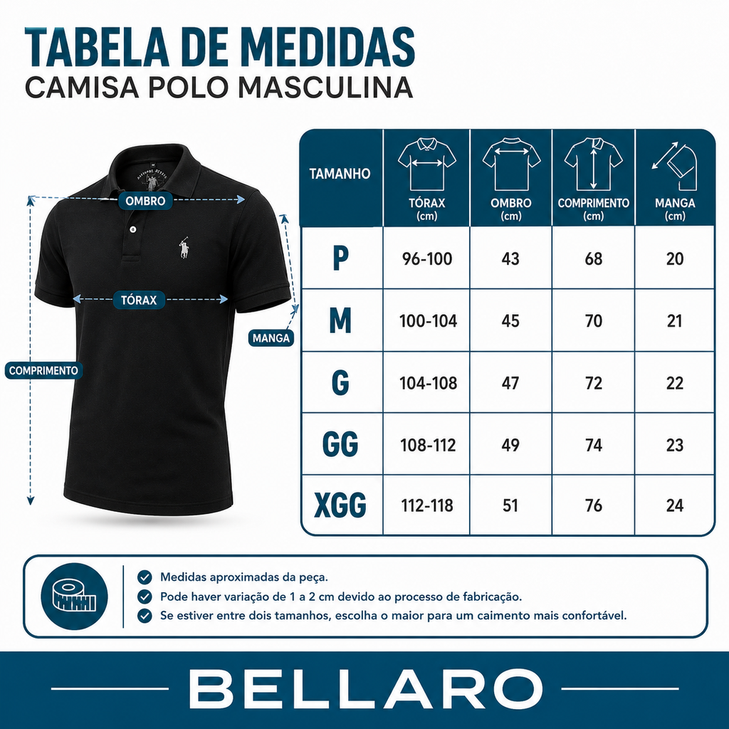 [Leve 5 e Pague 3] Camisa Polo Masculina Legion em Algodão e Poliéster | Elegância e Conforto