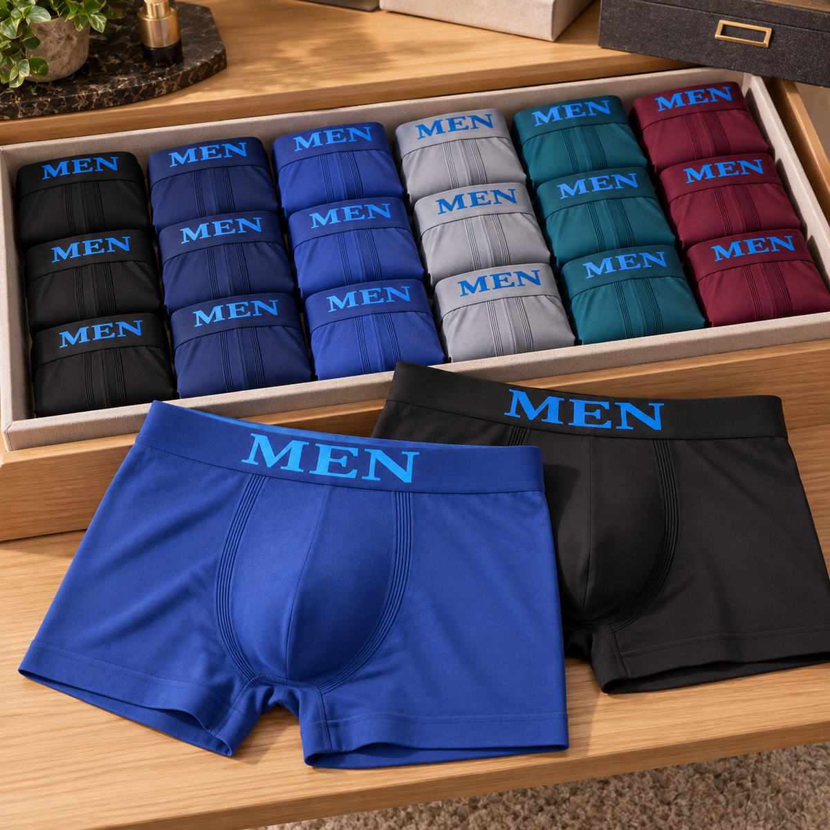 Kit 24 Cuecas MEN de Microfibra – Leves, Respiráveis e Confortáveis para o Dia a Dia