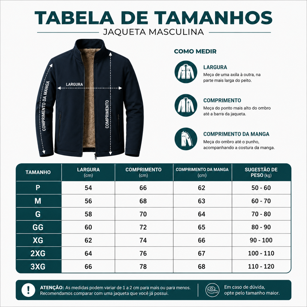 Jaqueta Masculina Nordic Impermeável com Forro em Lã | Proteção e Conforto + Brinde especial
